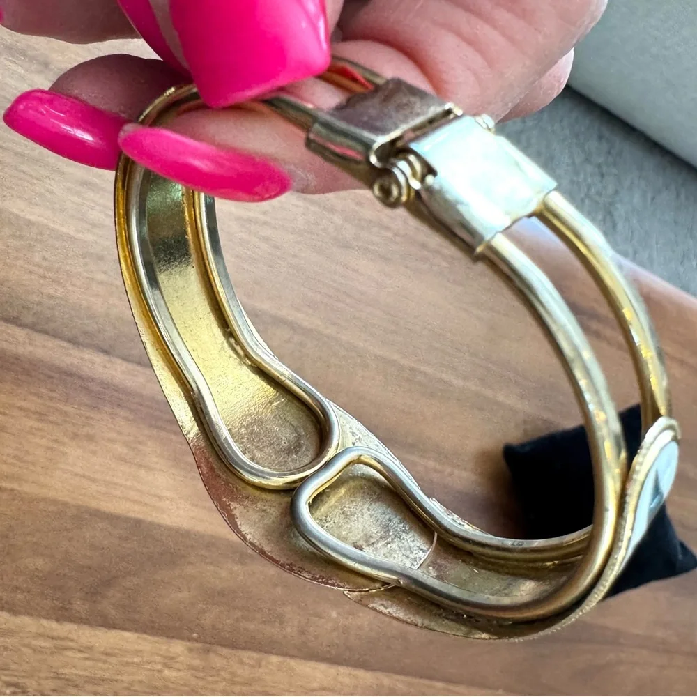 Floral Cloisonné Hinged Bracelet